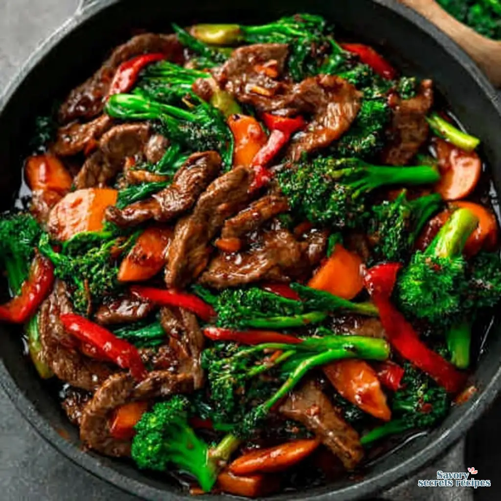 beef vegetable stir fry close up
