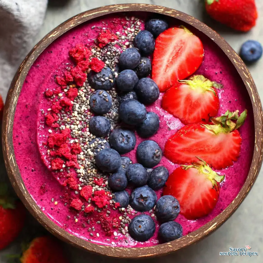 berry smoothie bowl without banana close up