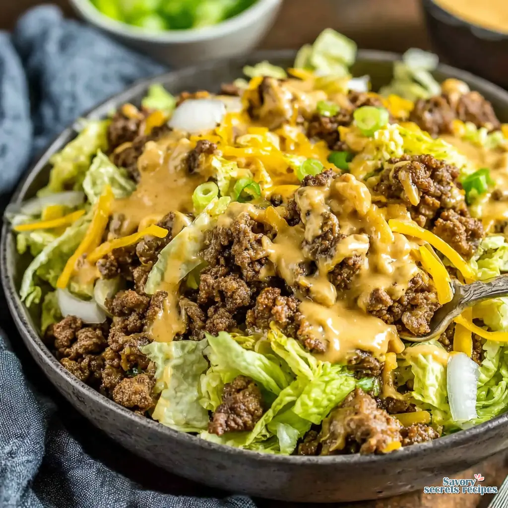 Simple big mac bowl ground turkey is the best