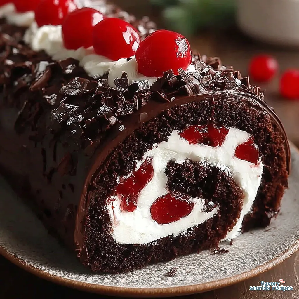 black forest cake roll recipe close up