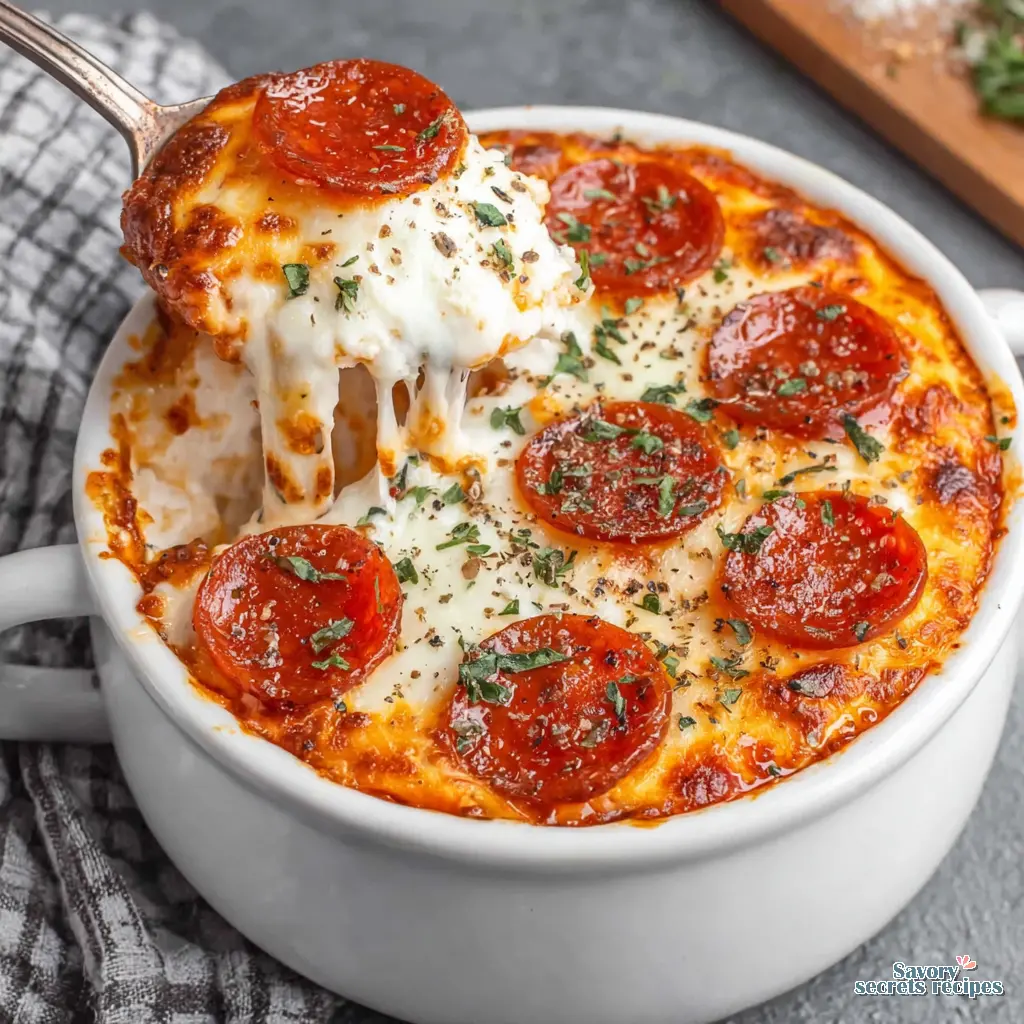 blended cottage cheese pizza bowl close up