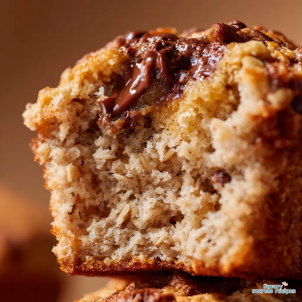 blender banana oat muffins close up