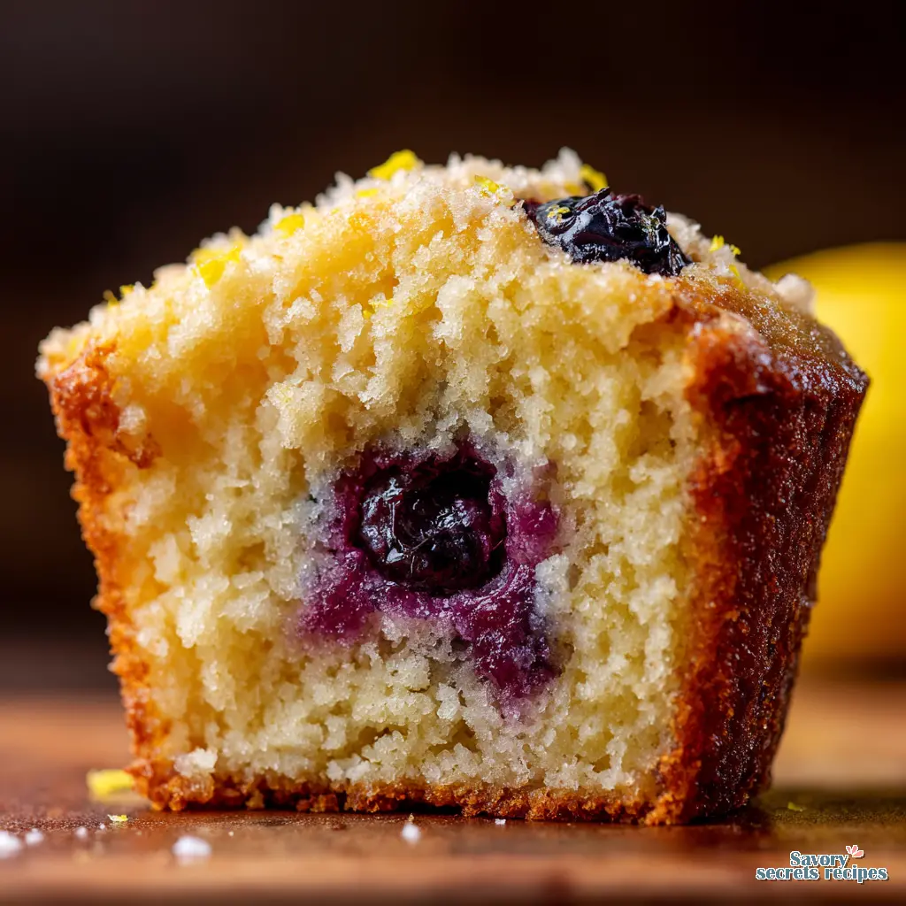 best lemon blueberry muffin recipe close up