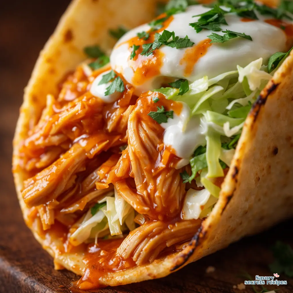 buffalo chicken tacos close up