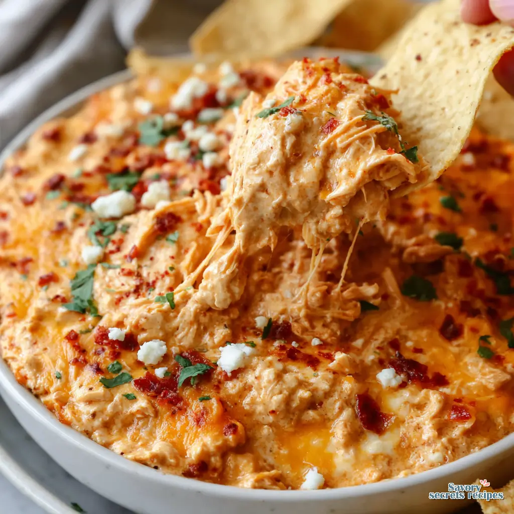 Buffalo Street Corn Chicken Dip final presentation