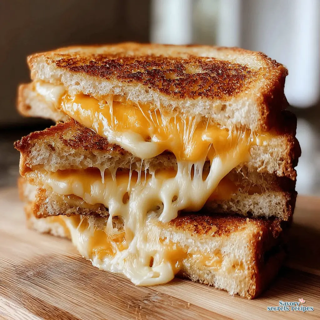 buttery grilled cheese recipe close up