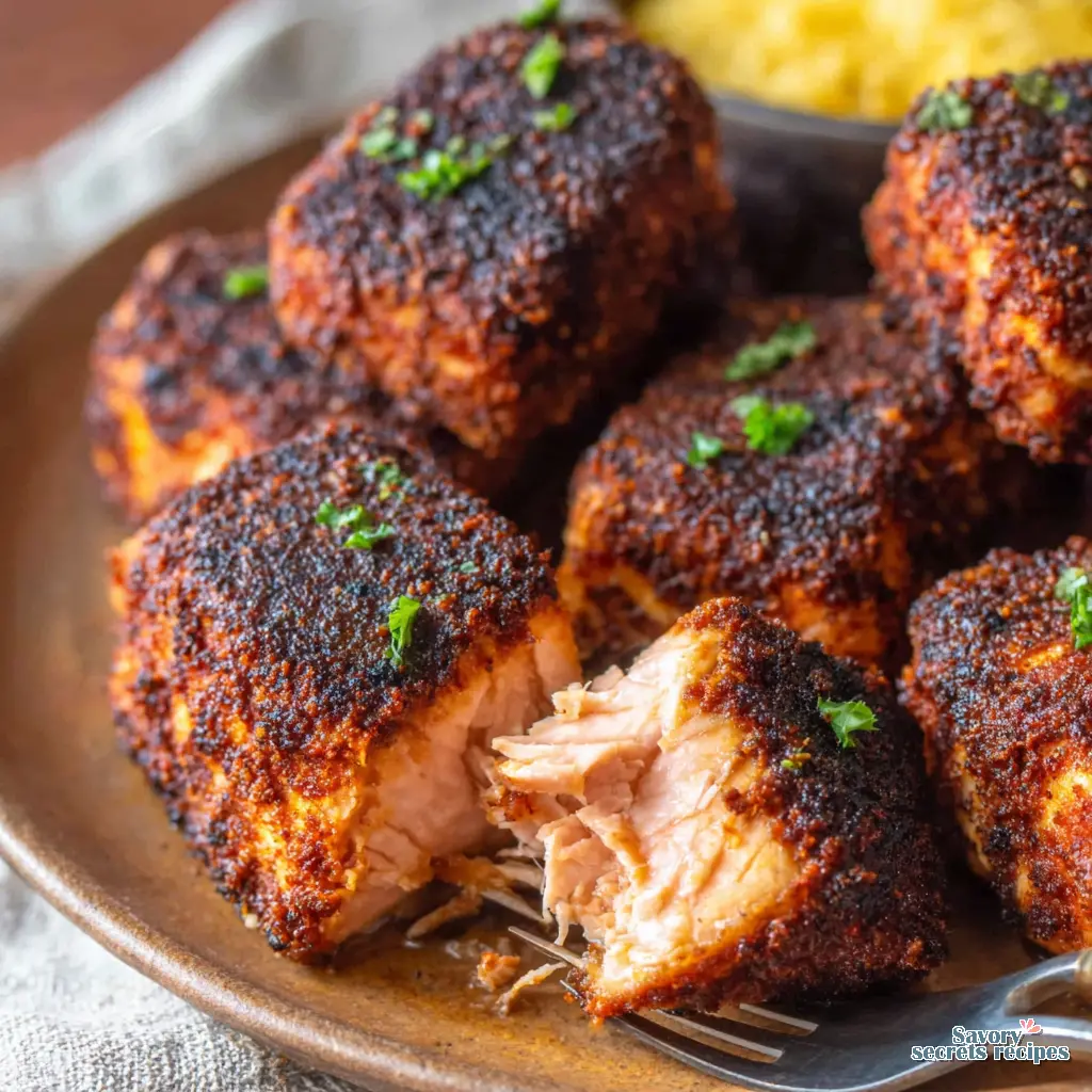 cajun air fryer salmon bites - variation 4