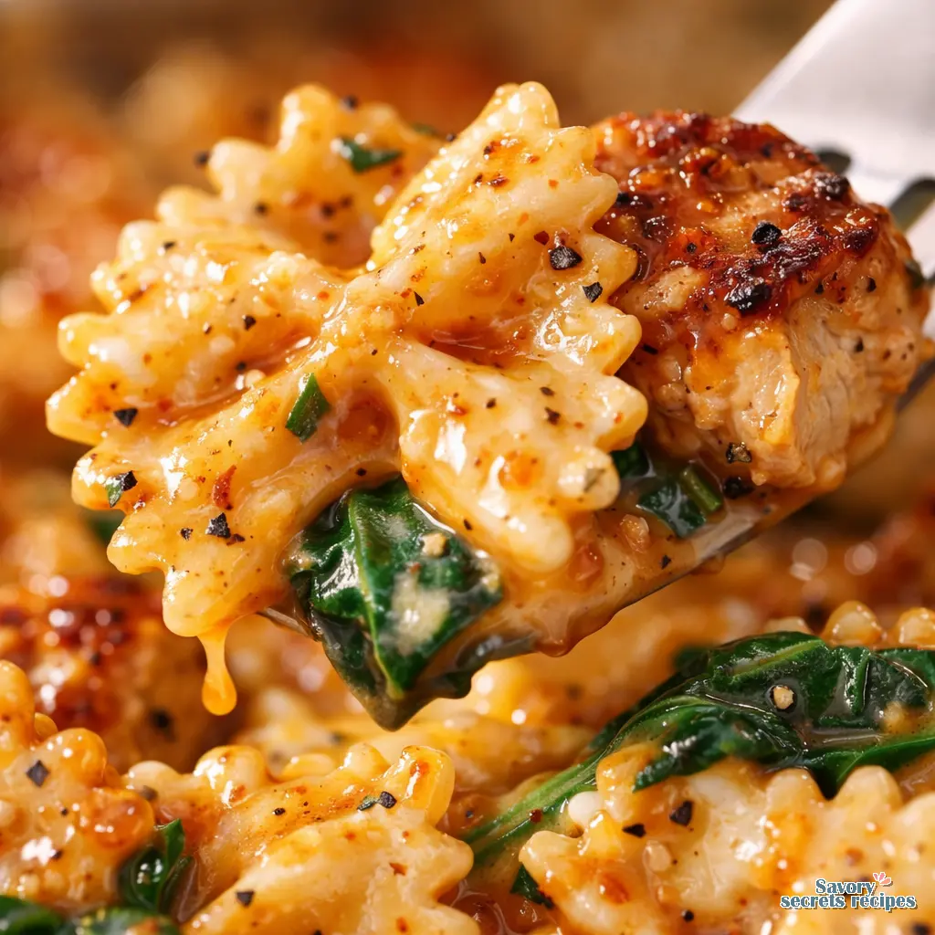 cajun chicken pasta with cream cheese close up