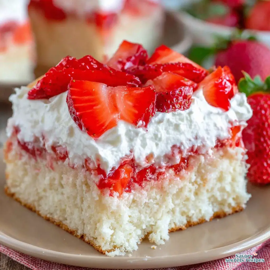 Cake Mix Strawberry Shortcake Cake final presentation