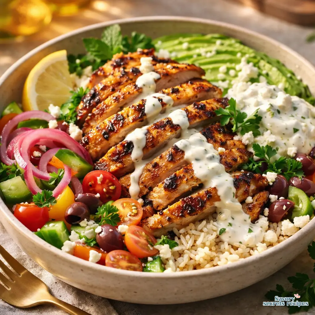 Cava Style Chicken Shawarma Bowl final presentation