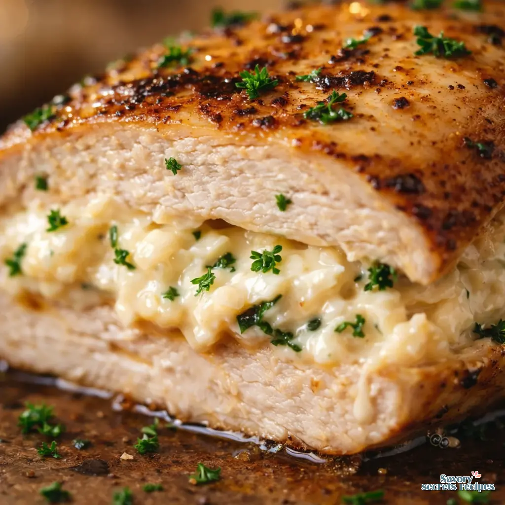 cheese stuffed chicken close up