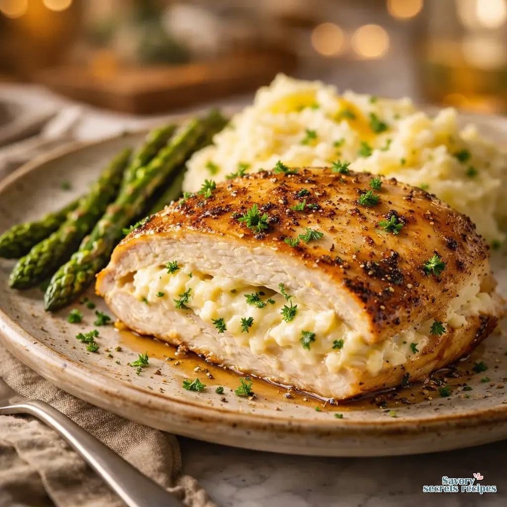 cheese stuffed chicken final presentation