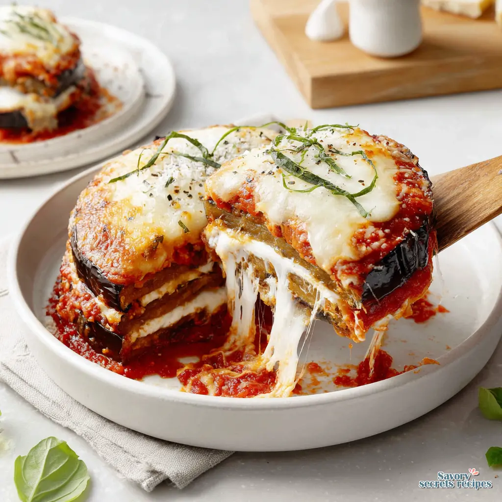 cheesy eggplant bake close up