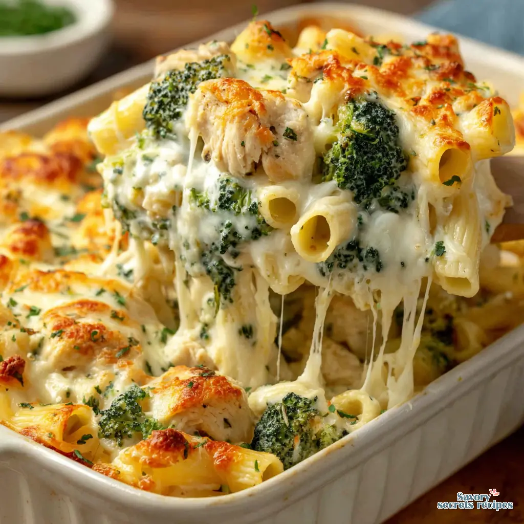 chicken alfredo bake healthy close up