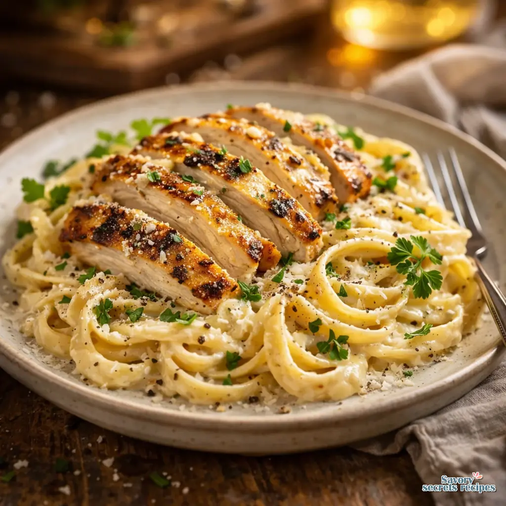 chicken alfredo pasta final presentation