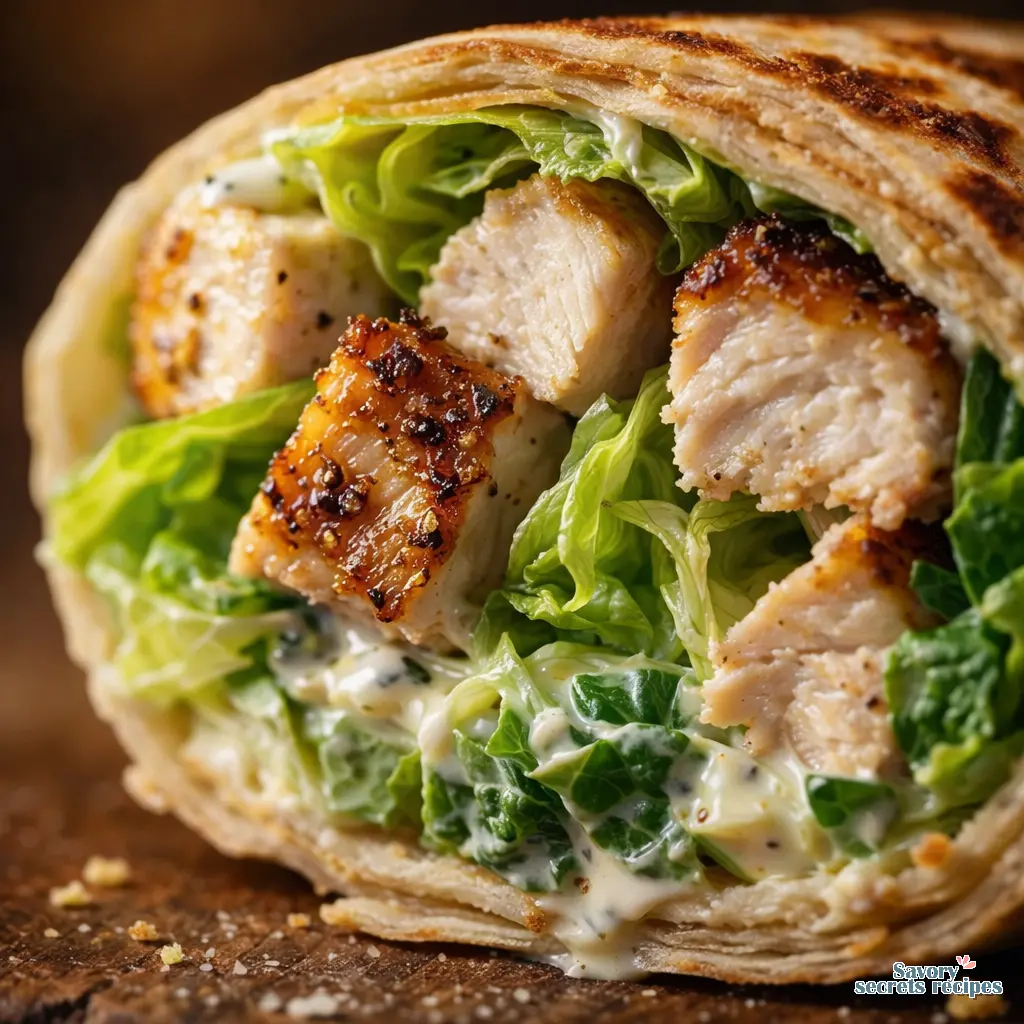 chicken caesar wrap close up