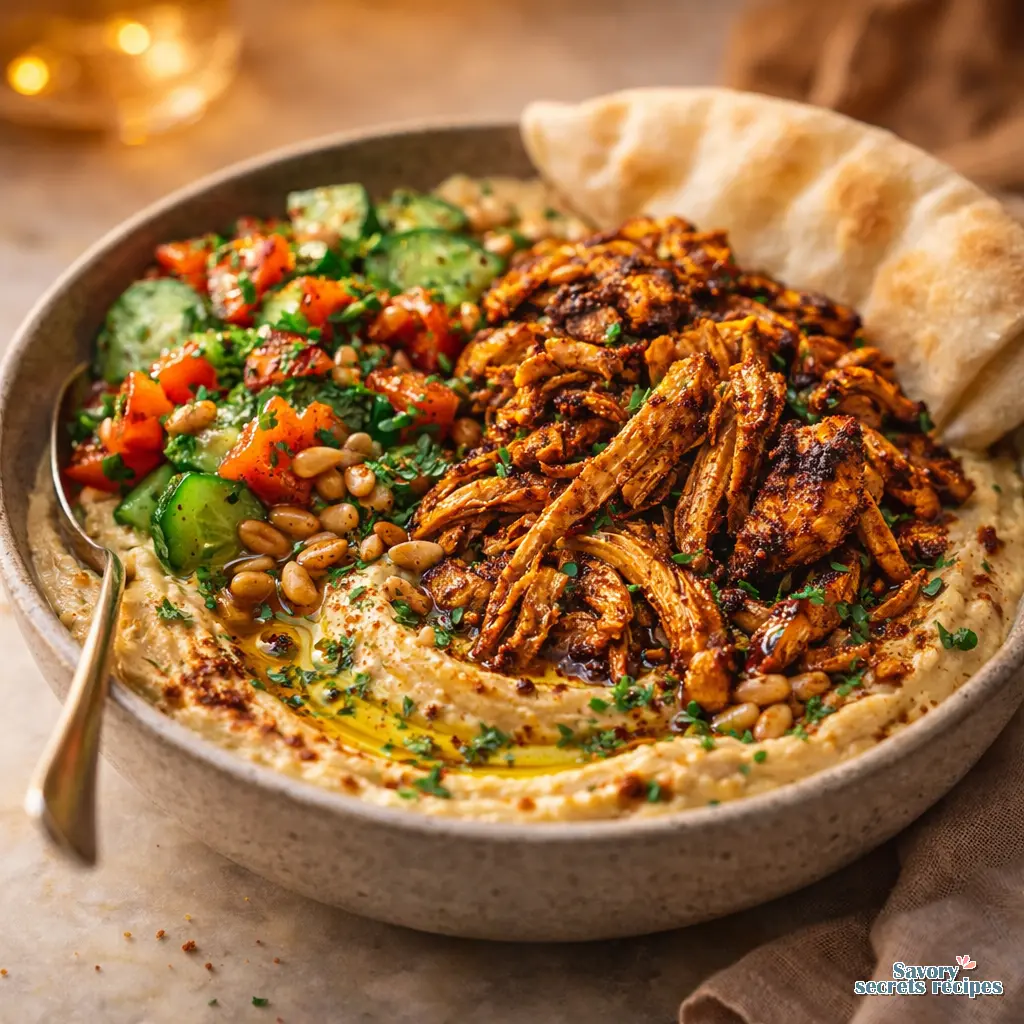 Chicken Shawarma Hummus Bowl final presentation