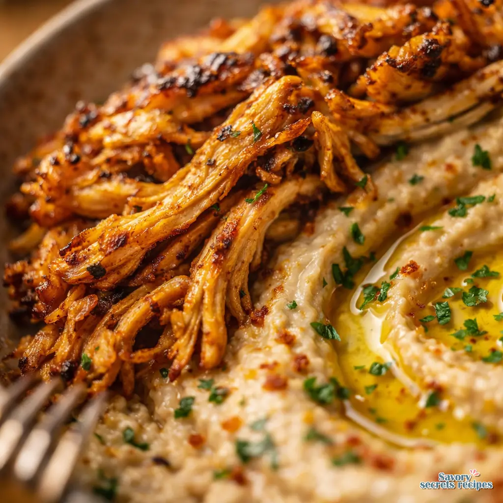 Chicken Shawarma Hummus Bowl close up