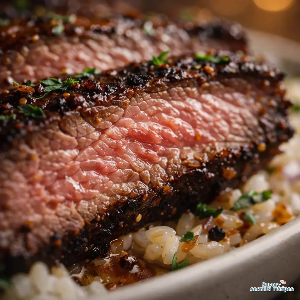 chipotle style beef bowl close up