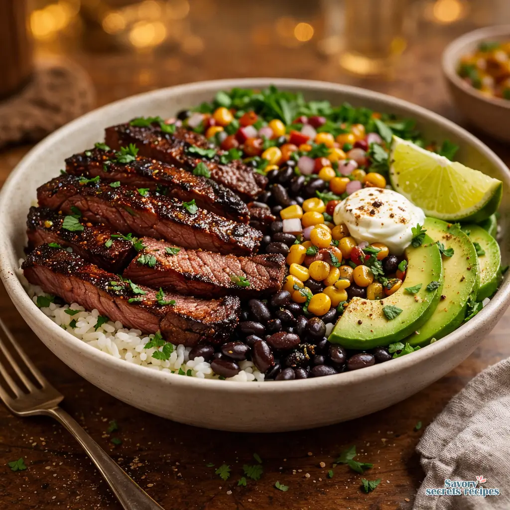 chipotle style beef bowl final presentation