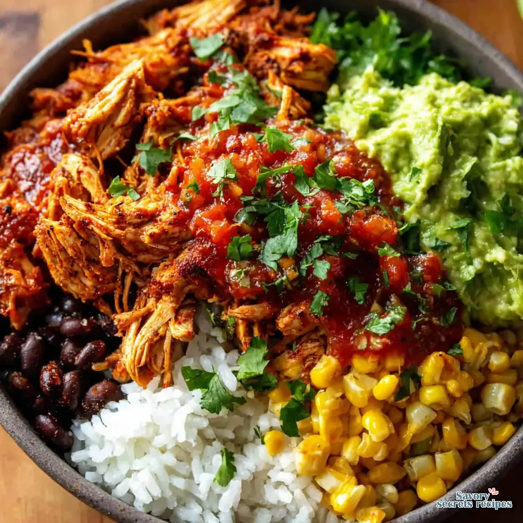 chipotle style burrito bowl close up