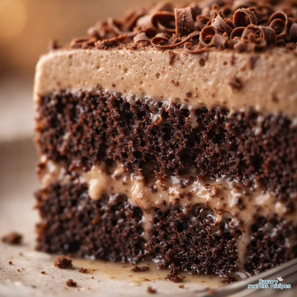 chocolate tres leches cake recipe close up