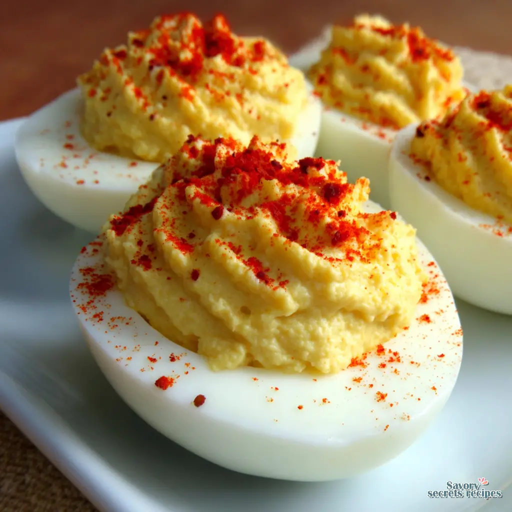 classic deviled eggs close up
