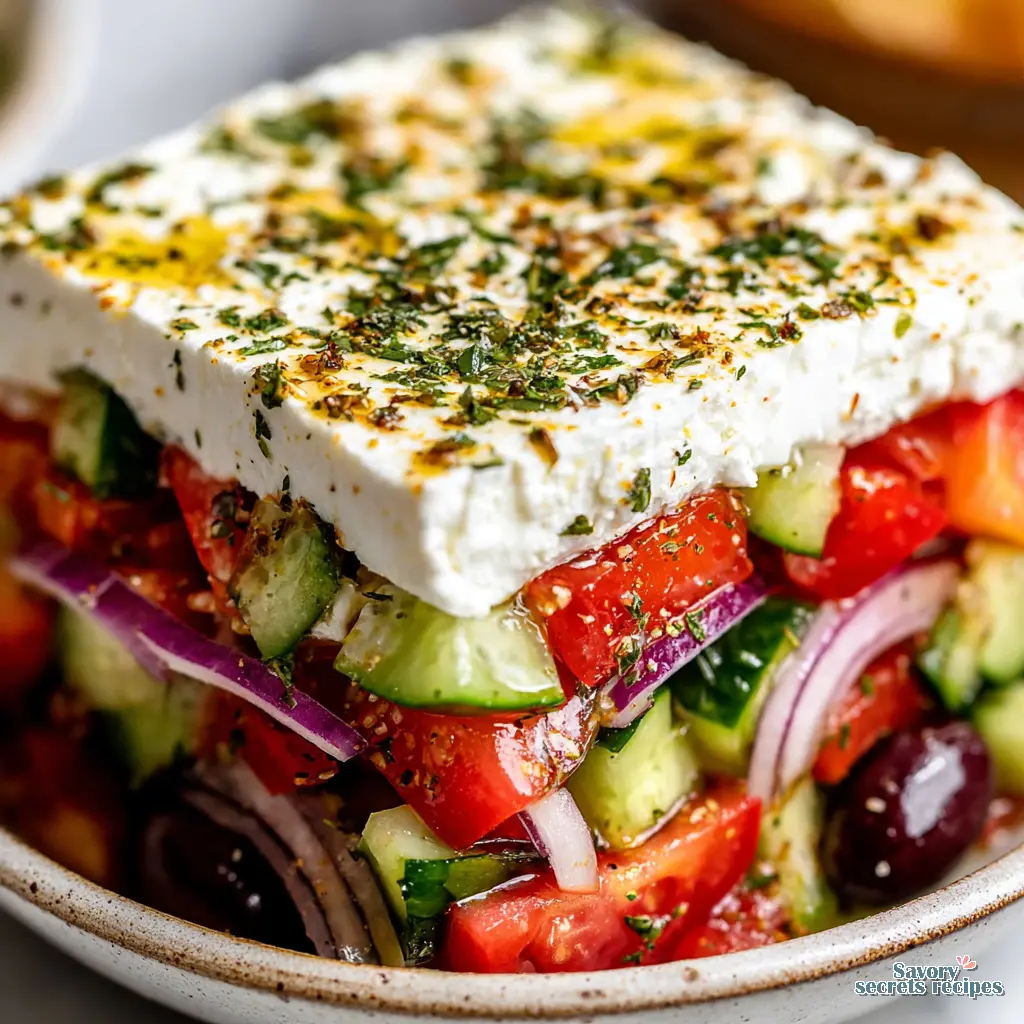 classic greek salad close up