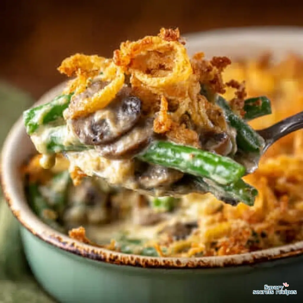 classic green bean casserole close up