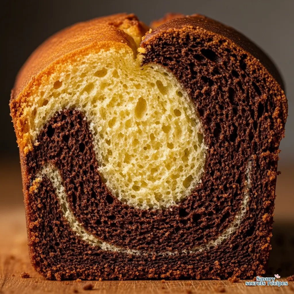 classic marble loaf cake close up