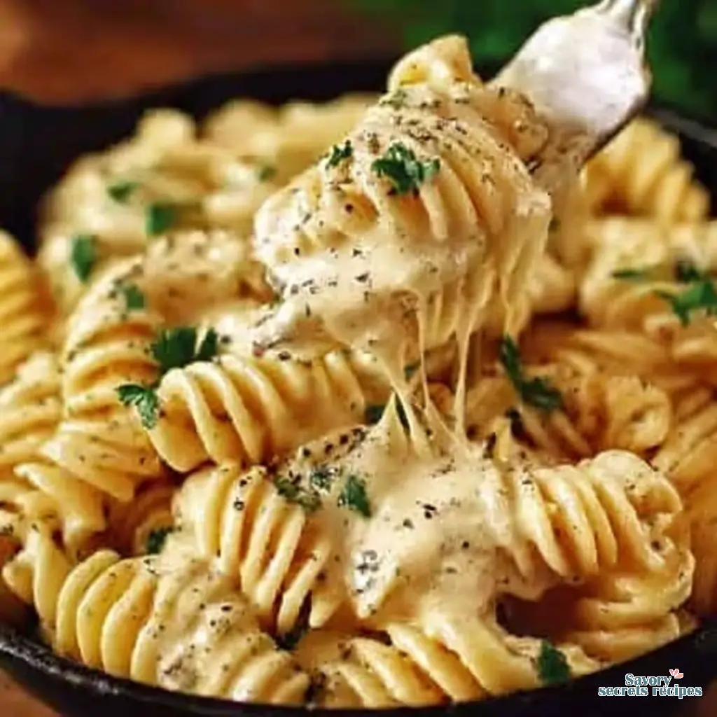 creamy alfredo pasta close up