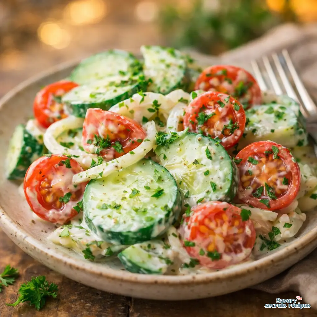 creamy cucumber tomato salad final presentation