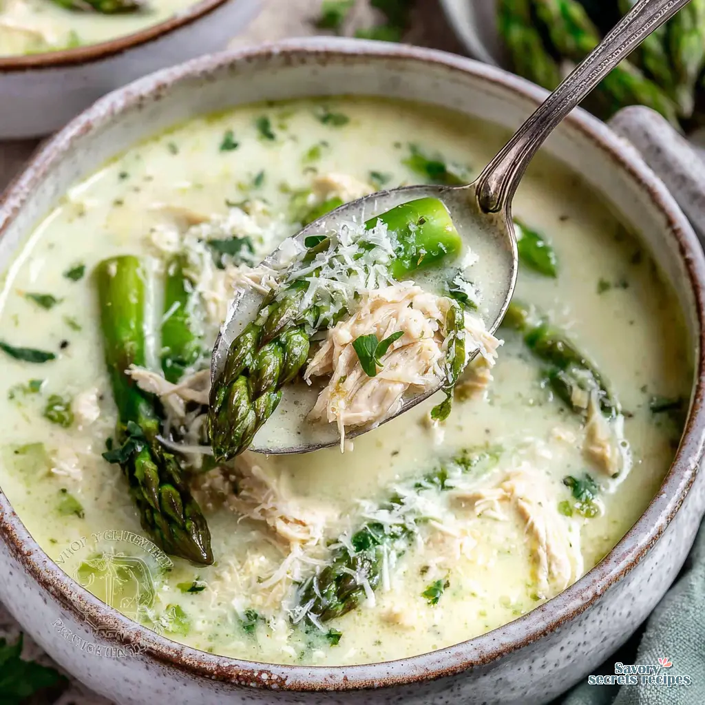 creamy lemon chicken asparagus soup final presentation
