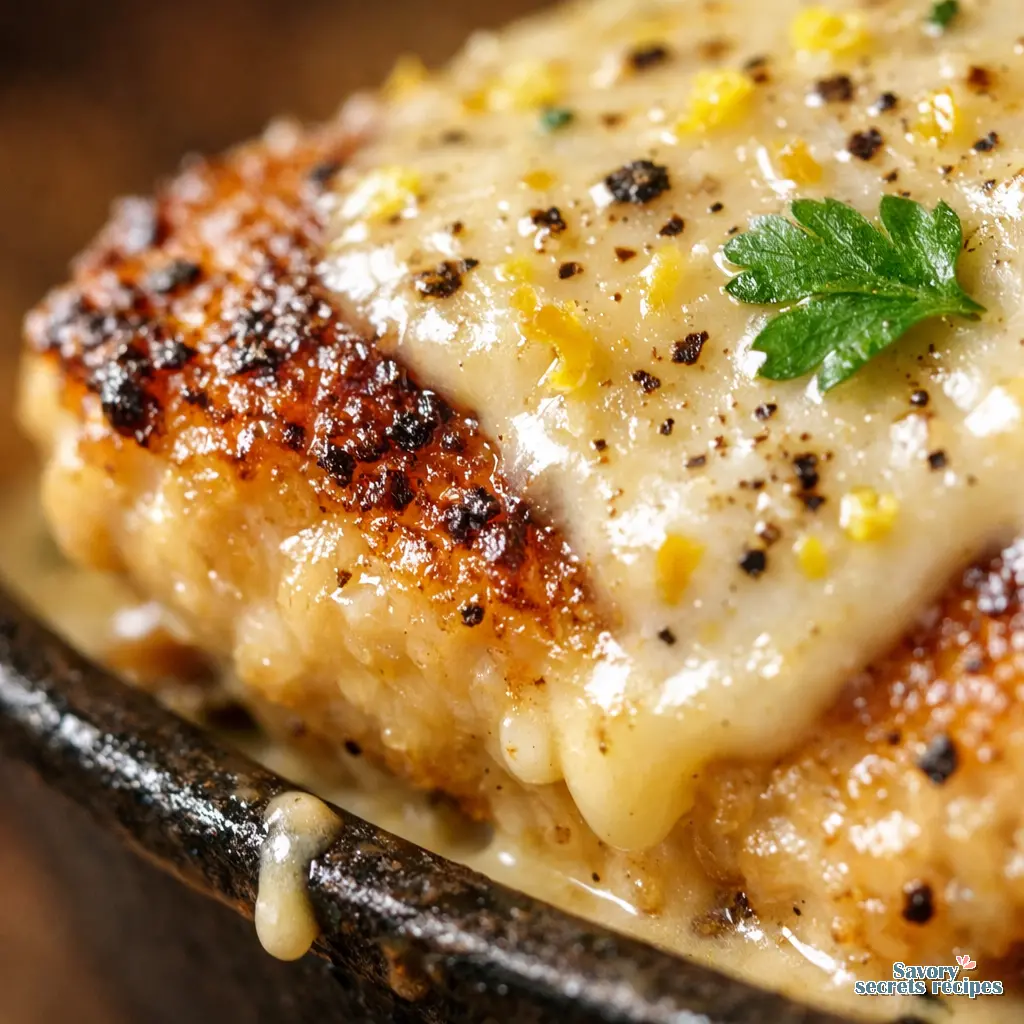 creamy lemon garlic chicken recipe close up