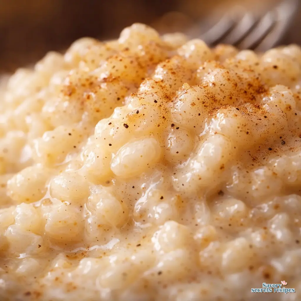 creamy rice pudding dessert close up