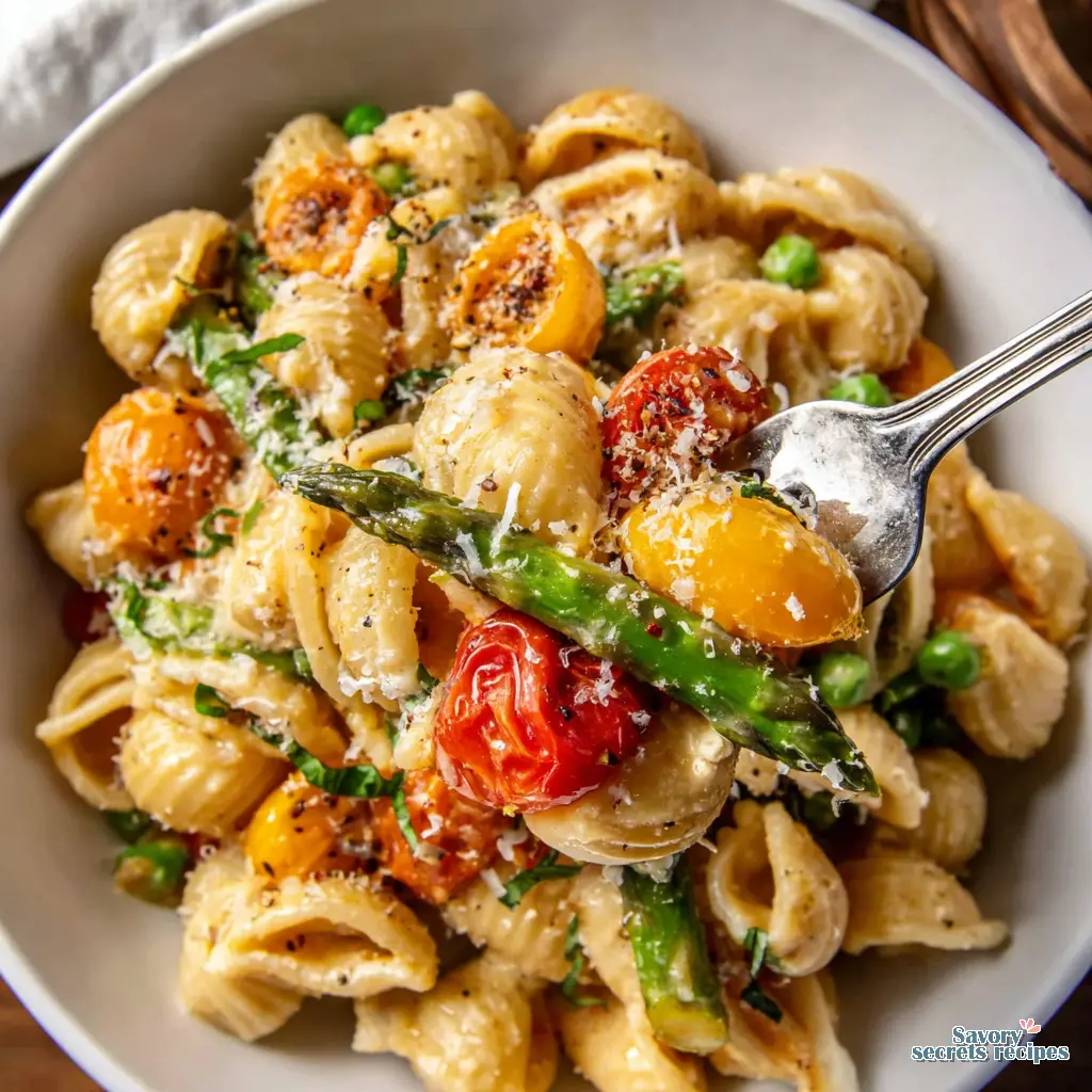 creamy spring pasta recipe final presentation