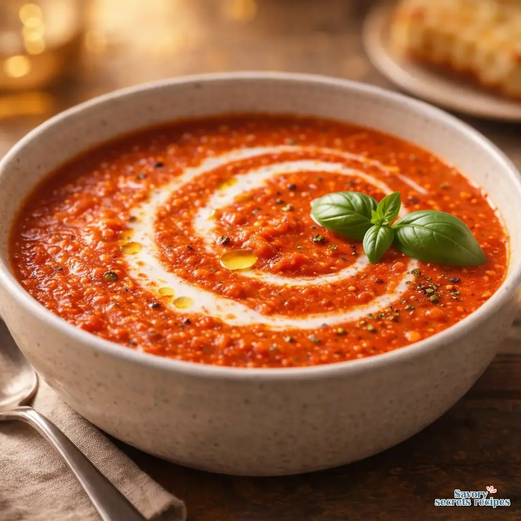 creamy tomato soup with fresh tomatoes final presentation