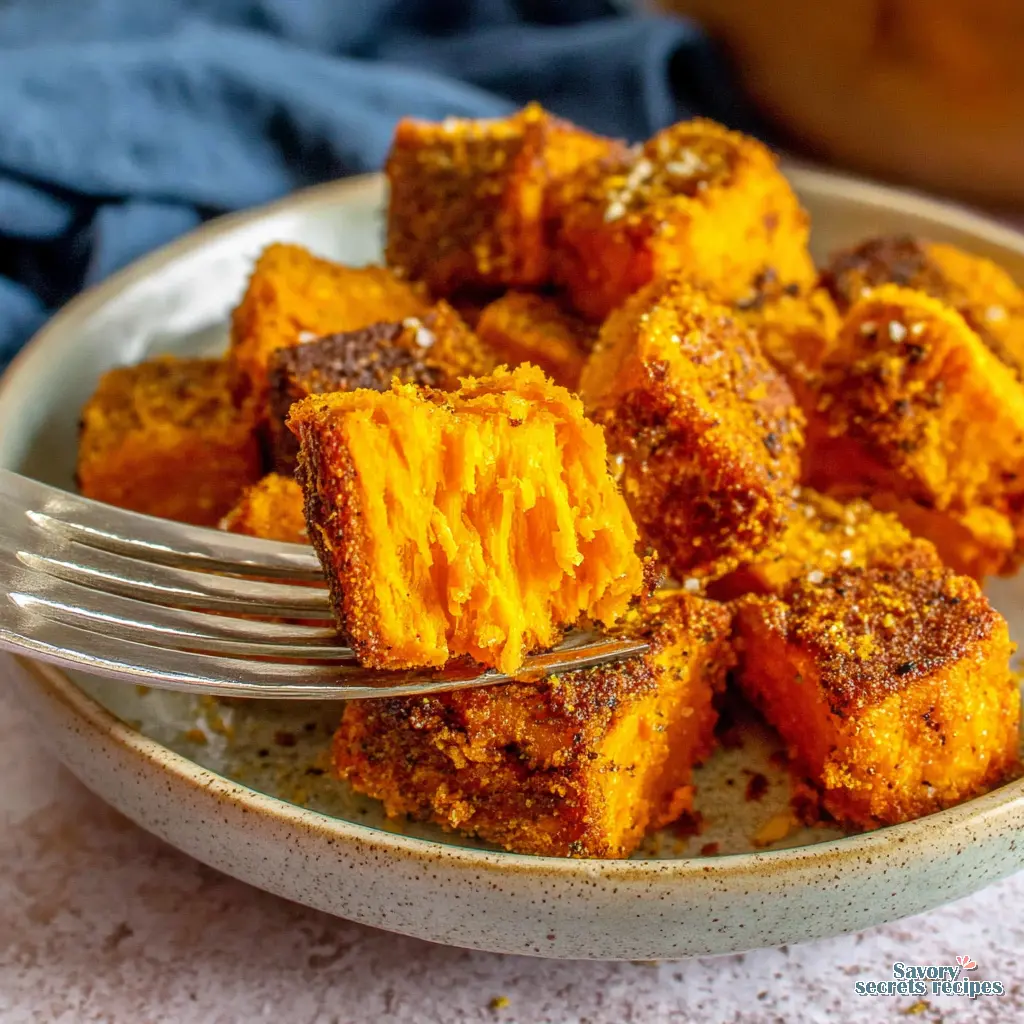 crispy air fryer sweet potato cubes final presentation