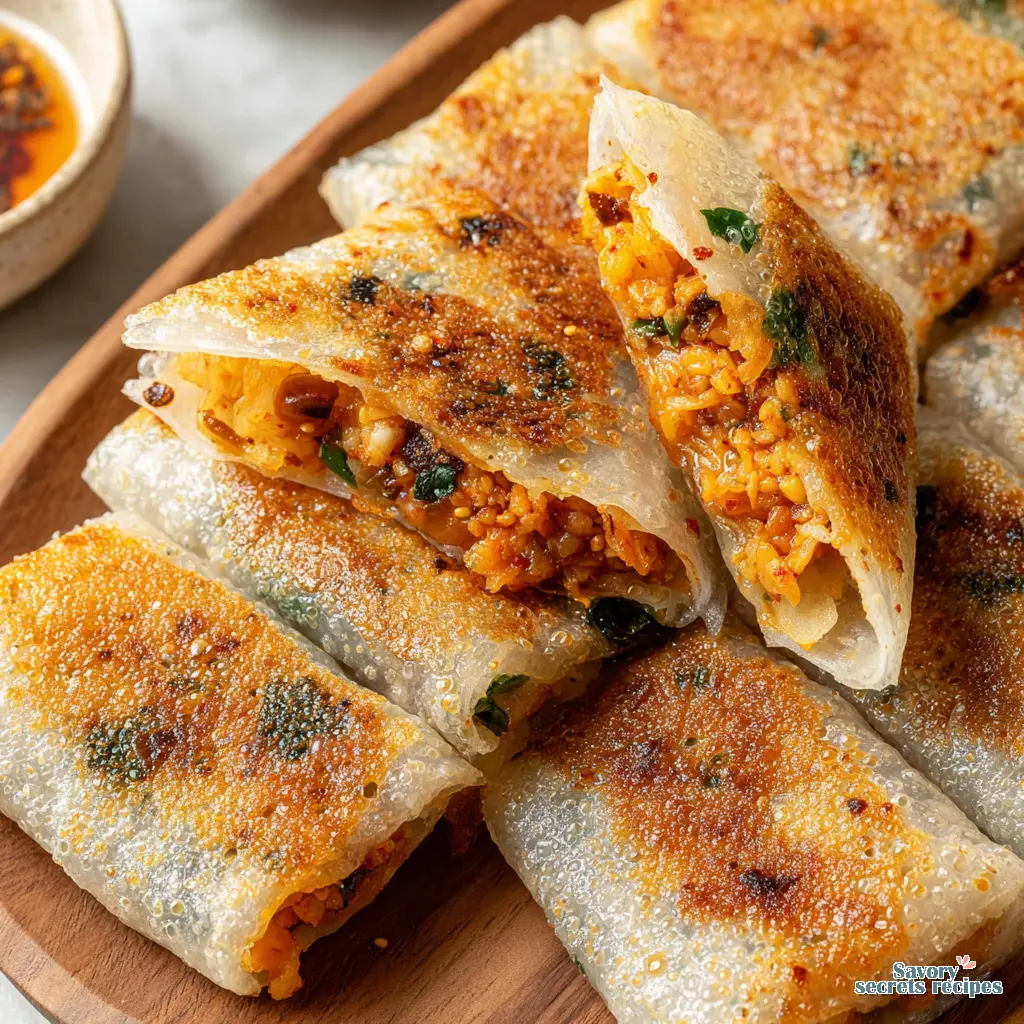 How to make simple crispy kimchi rice paper dumplings