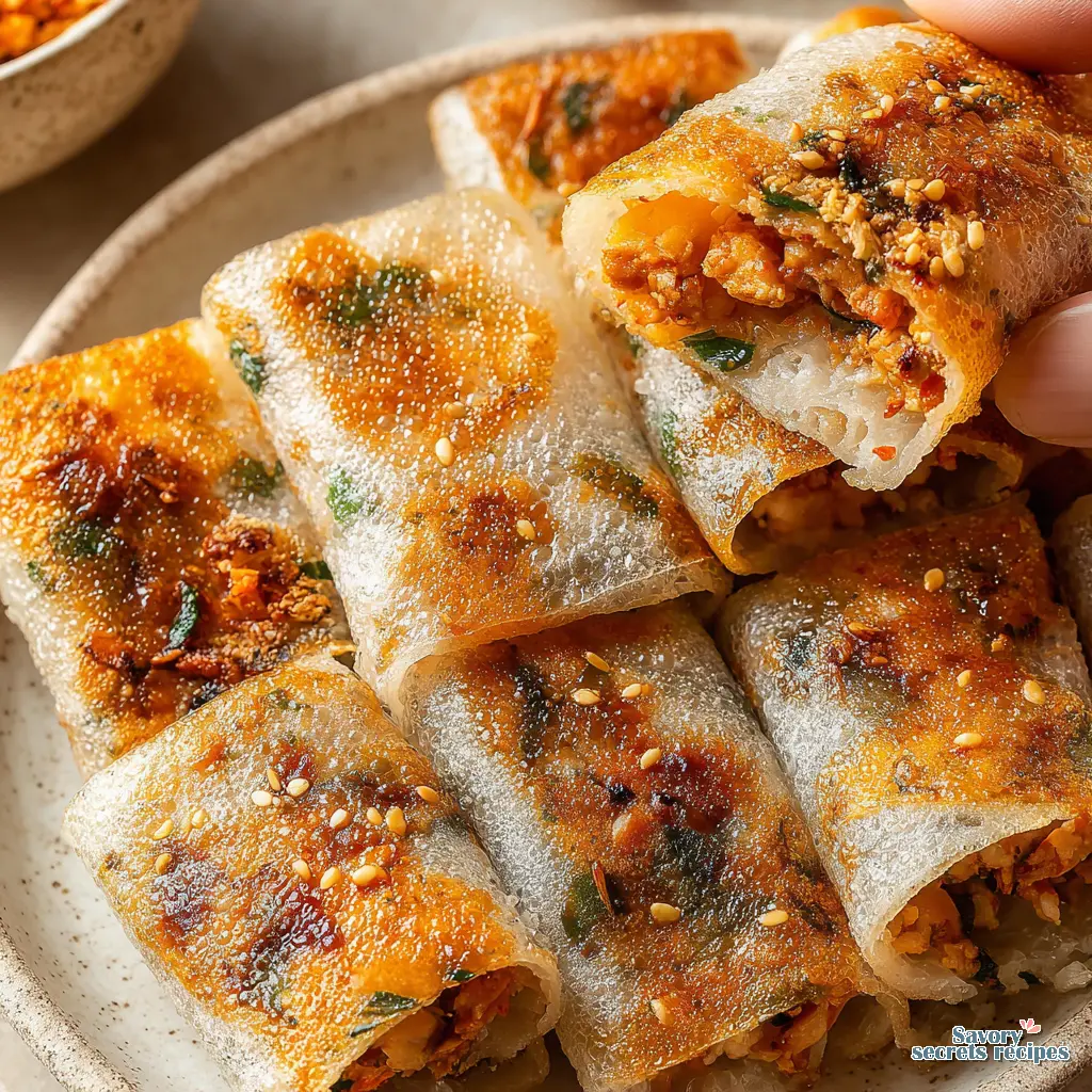 crispy kimchi rice paper dumplings final presentation