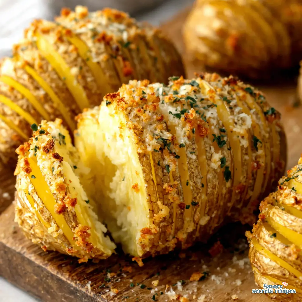 crispy parmesan hasselback potatoes final presentation