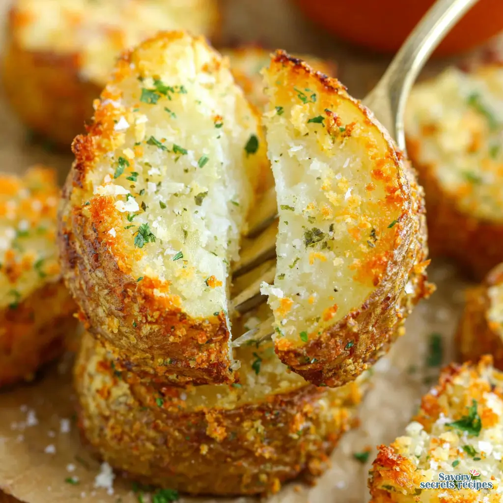 crispy parmesan potatoes air fryer close up