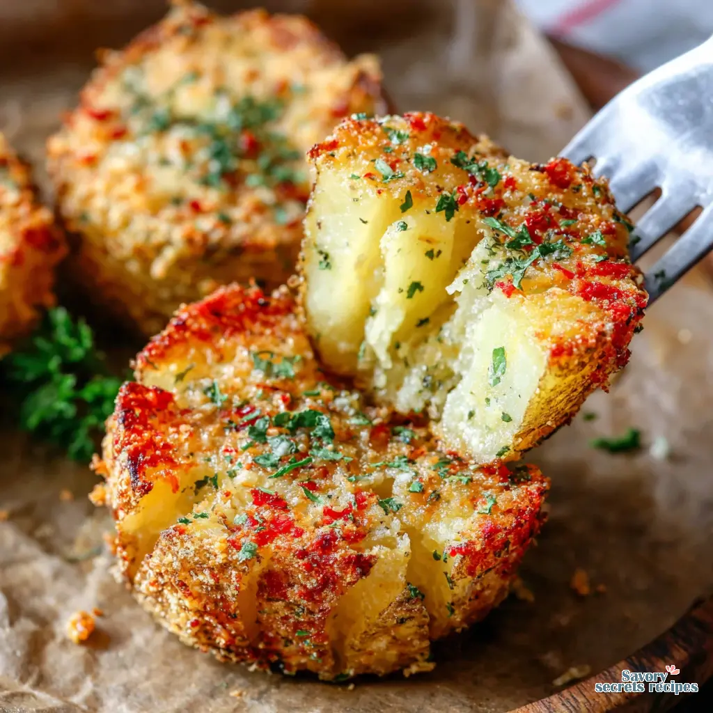 crispy parmesan smashed potatoes final presentation