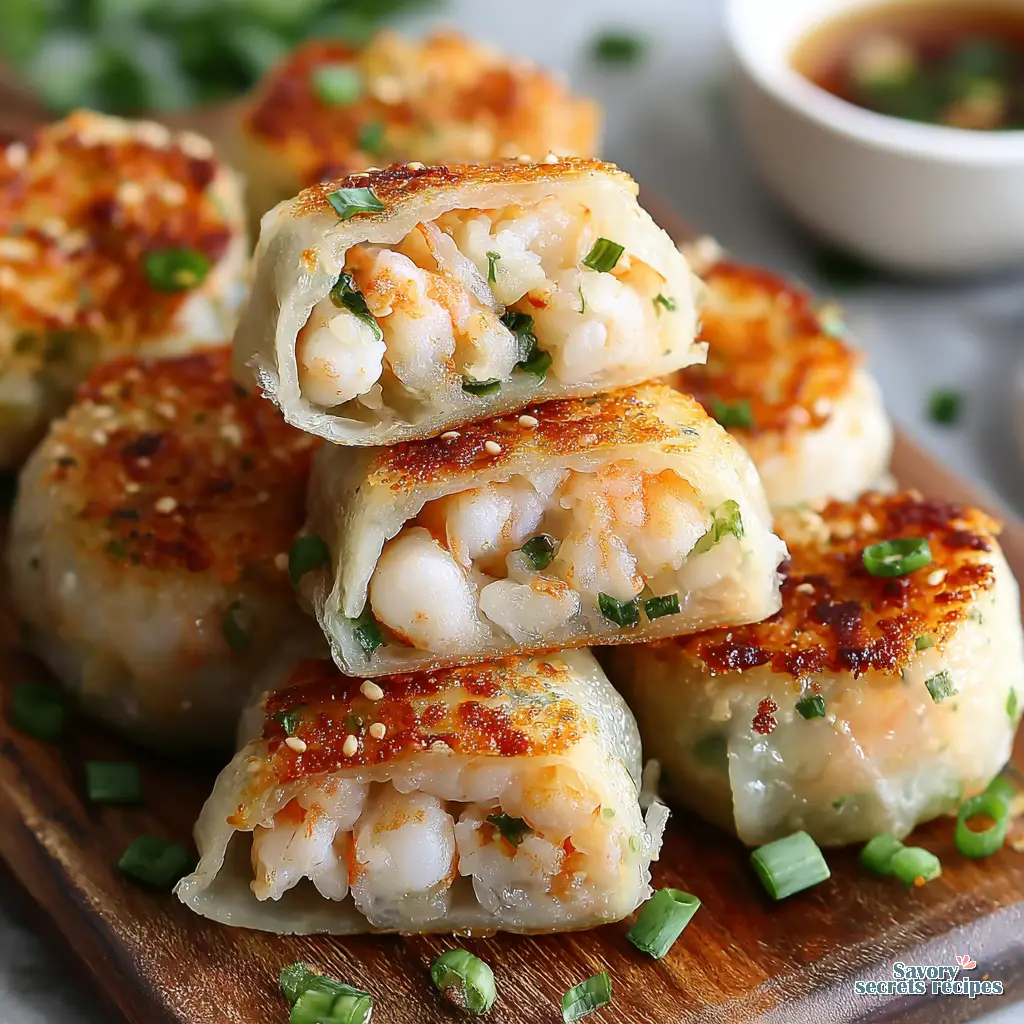 crispy shrimp rice paper dumplings close up