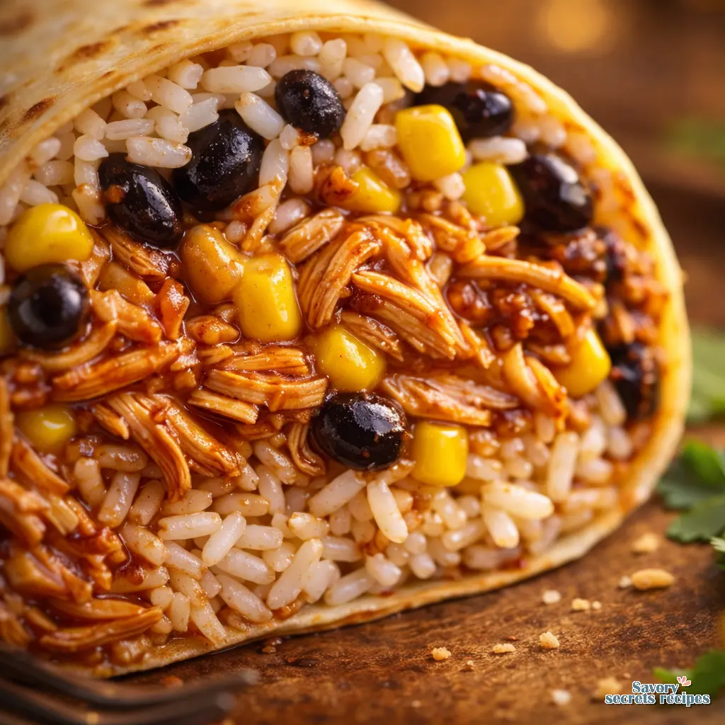 crockpot chicken burrito recipe close up