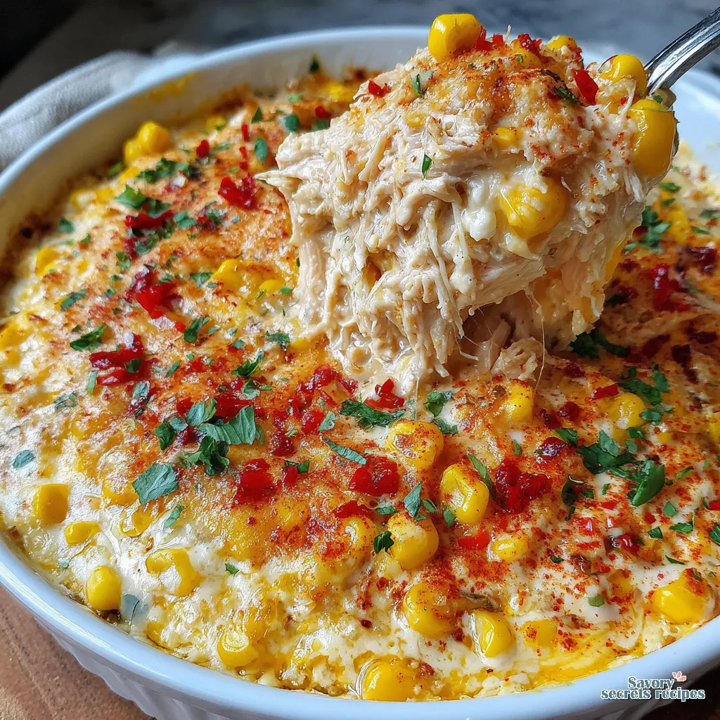 Crockpot Street Corn Chicken Dip close up