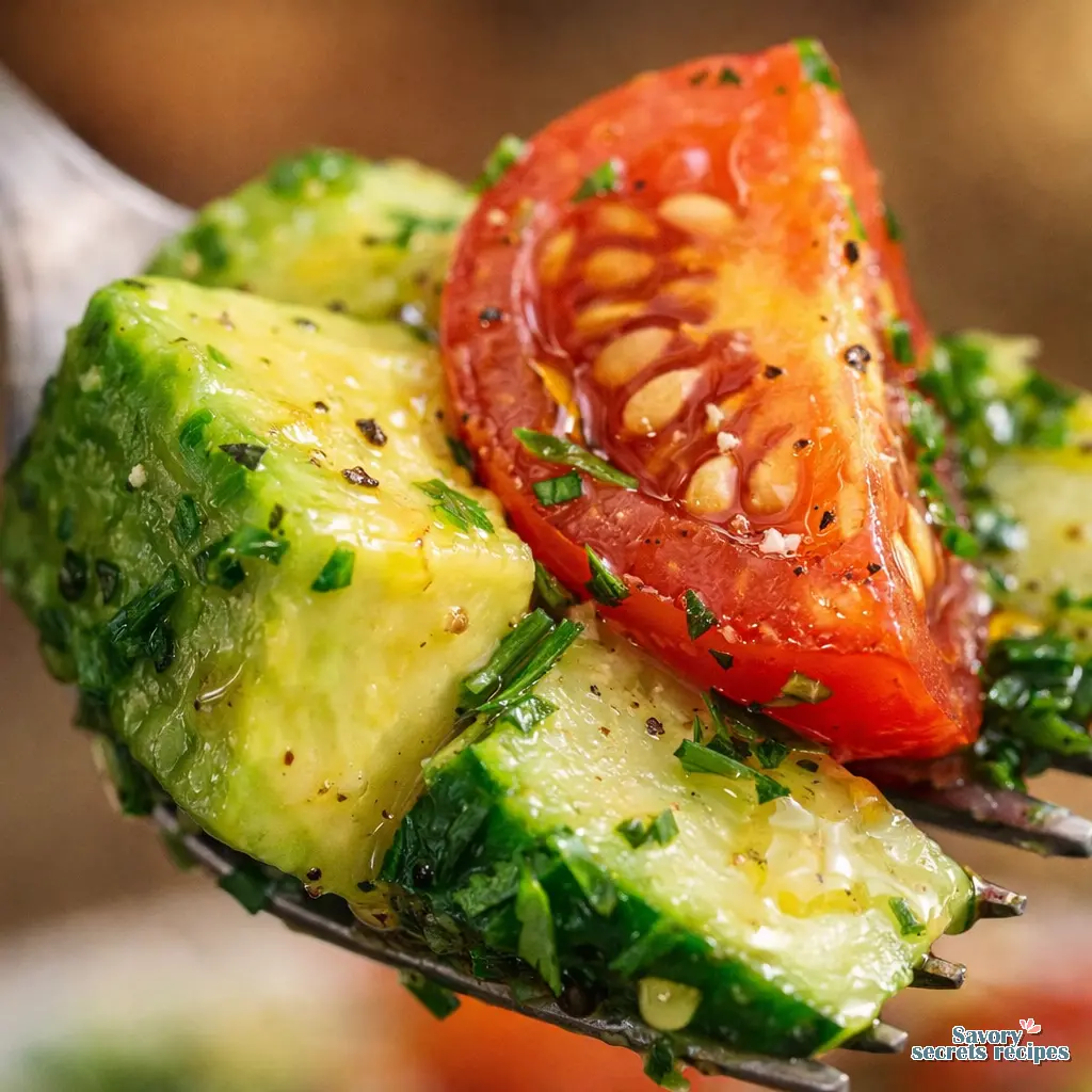 cucumber tomato salad avocado close up