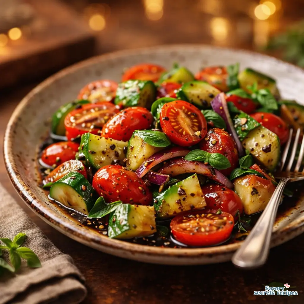 cucumber tomato salad with balsamic vinegar final presentation