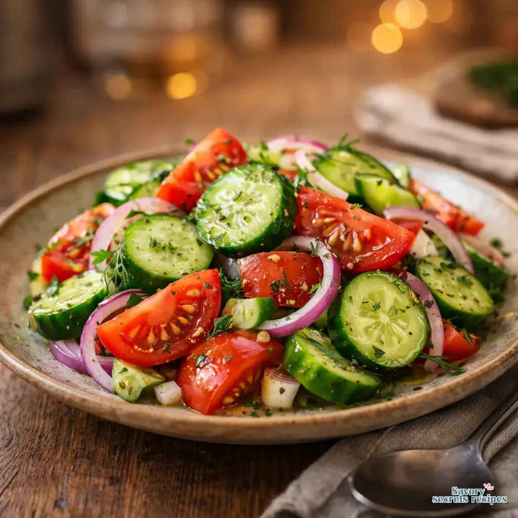 cucumber tomato salad with vinegar final presentation