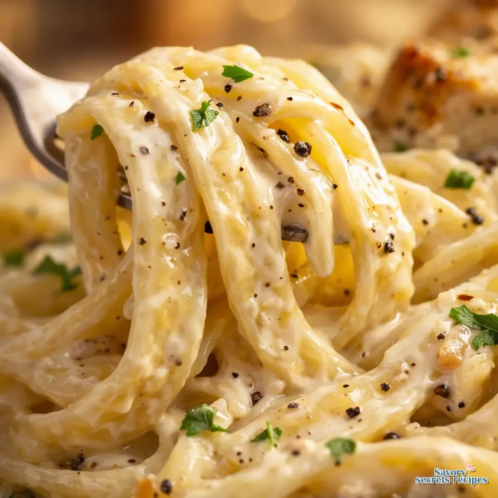 easy alfredo dinner close up
